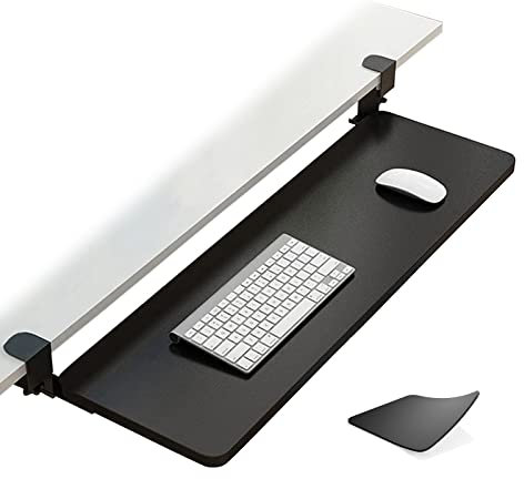 IkErna Schreibtisch Extender Und Unter Dem Schreibtisch Einstellbaren Höhenplattform, 52 Cm/65 Cm/75 cm Tastaturschubladen, Mit Mausern -Pads/A-Black/52 * 25Cm