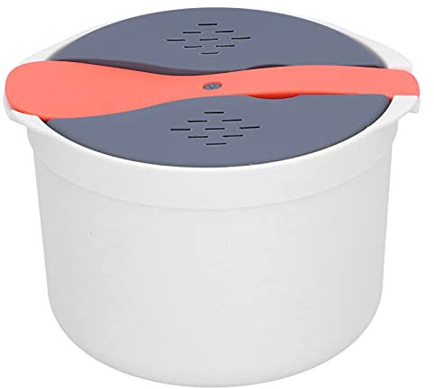 Microwave Rice Cooker, 2L High Temperature Resistant Steam Pot 2-Layer Microwave Rice Cooker Steamer Microwave Steamer Set Household Microwave Rice Steamer Pasta Cooker for Home Kitchen Rice Cooking