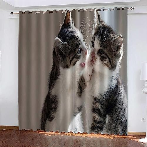 3D Verdunkelungsvorhang Ösen Tier Katze,2Er Set Gardinen Wohnzimmer Gardinen Blickdicht Kinder Vorhänge Schlafzimmer Dekoschals Gardine 2 X 70 X 160 cm -2Z0I5P0F8X3N5S3C2W2H3W1K5G1G3S3L1H6S8Y0U5O8G1W