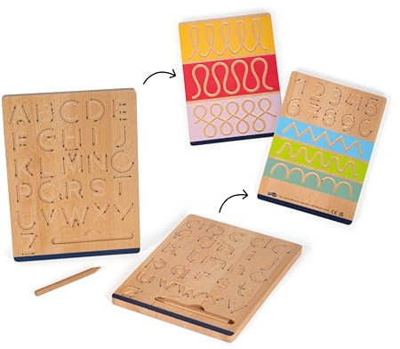 small foot Set di lavagnette Educate in Legno, Imparare a Scrivere con Esercizi, per Bambini dai 5 Anni, 12560