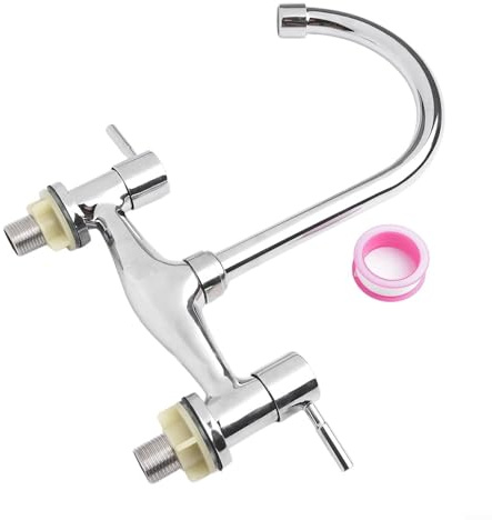Double Lever Kitchen Sink Faucet for Kitchen Sink, Brass Hot and Cold Water Controls Mixing Tap with 2 Handle, 360 Degree Swivel Spout