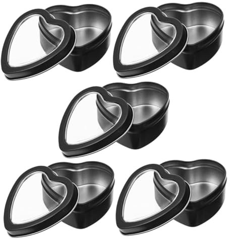 Garneck 5 Pz Scatola Di Contenitori Del Cuore Barattoli Di Caramelle Barattoli a Cuore Con Coperchi Barattoli Di Con Coperchio Contenitori Vuoti Di Banda Stagnata Pvc Black