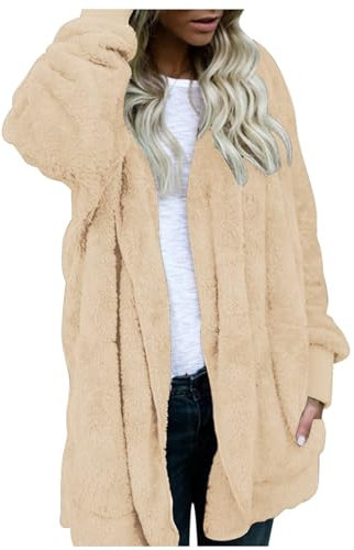 YIzdegg PlüSchjacke Damen Teddy Lang Fleecejacke GefüTtert Winterjacke Mit Kapuze Kapuzenpullover GroßE GrößEn Fleecepulli Hoodie PlüSch Flauschig Pullover PlüSchmantel Warm Wintermantel Jacke
