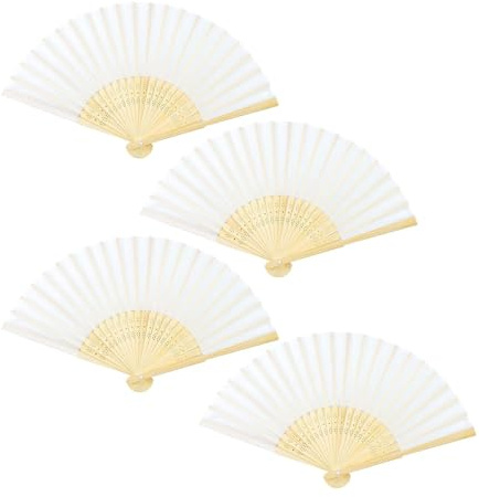 4 Pcs Abanico Plegable de Mano Blanco DIY Mano Papel Regalo Recuerdo Detalle para Invitados de Boda Decoraciones para el Hogar