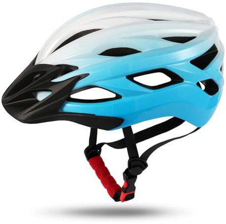 GTSBROS Fahrradhelm mit Visier für Damen Herren– Leichter Abnehmbarem Helm für Mountainbike und Stadtverkehr (Blaue und weiße, L)