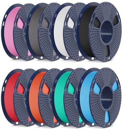 SUNLU High Speed PETG Filament 1.75mm Bundle, Multicolor High Speed PETG Pack, 2kg in Total, 0.25kg per Spool, 8 Pack, 8 Colors, Black+White+Grey+Red+Sky Blue+Pink+Orange+Mint Green