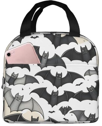SXOOGE Lonchera de murciélagos voladores de Halloween para mujeres y hombres, lonchera aislada para el trabajo, picnic, viajes, reutilizable, duradera