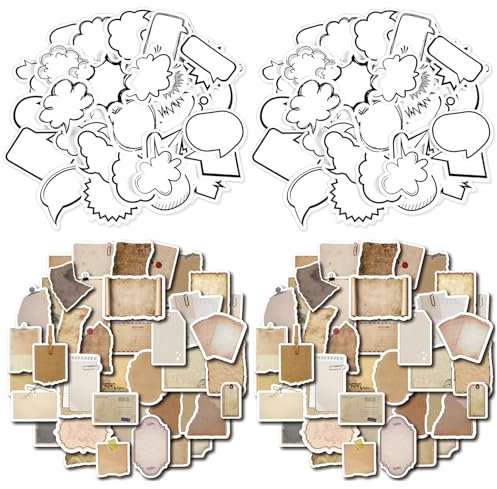 ZYEKIU 170 Piezas Pegatinas Scrapbooking Pegatinas Pegatina Vintage Stickers Stickers Aesthetic 2 Estilos Estil Pegatina Decorativa para Albumes de Recortes Sellos Diario Album Fotos
