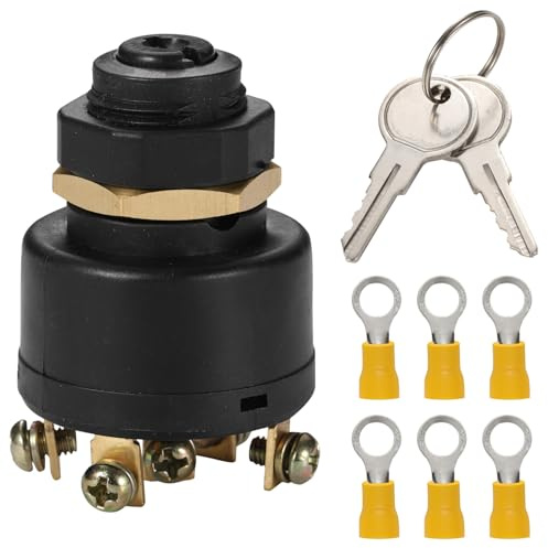 Greluma 1 Pieza Interruptor de arranque de encendido,interruptor de encendido de empuje para estrangular de alta resistencia,6 tornillos 3 posiciones,para embarcaciones con motor fueraborda interior
