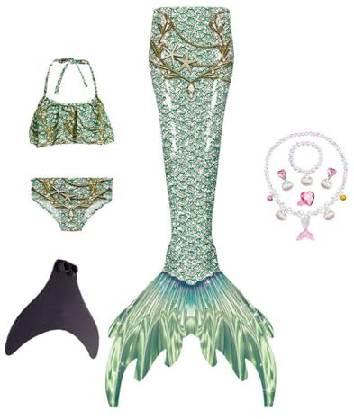 Generisch 5er-Packung Mädchen Monoflossen Mit Ozean-Glitzer-Dekoration Cosplay, Perfekt für Pool und Meer,F-150