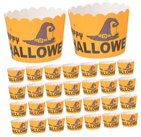 TOPPERFUN 100 Pezzi Pirottini per Muffin Halloween con Design Confezione Cupcake Paper Cups Biodegradabili per Feste e Decorazioni