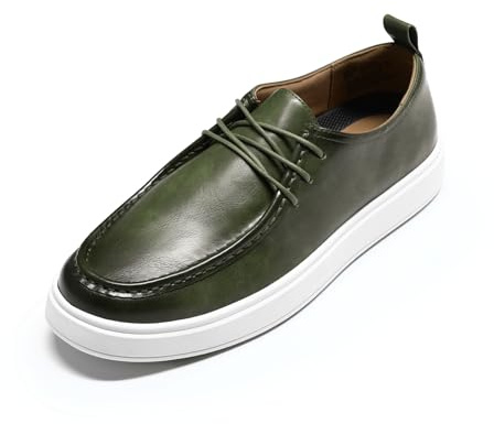 Allthemen Läderskor Herr Casual Formella Derby Oxford Snörning Bekväma Sportskor, Grön, 44 EU