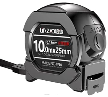 Metro a nastro professionale, 10 metri, double face, con morsetto per cintura, fermo e sistema di avvolgimento, 10 m x 25 mm