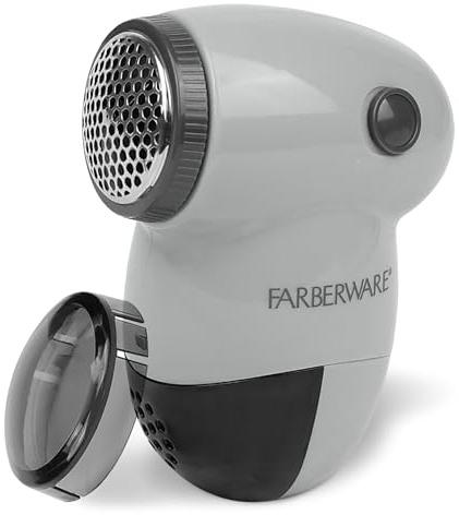 Farberware - Rasoio levapelucchi per tessuti, a batteria, con tre lame per vestiti, maglioni, per rimuovere peli, pelucchi, pelucchi, per vestiti, divani, mobili (antracite, piccolo)