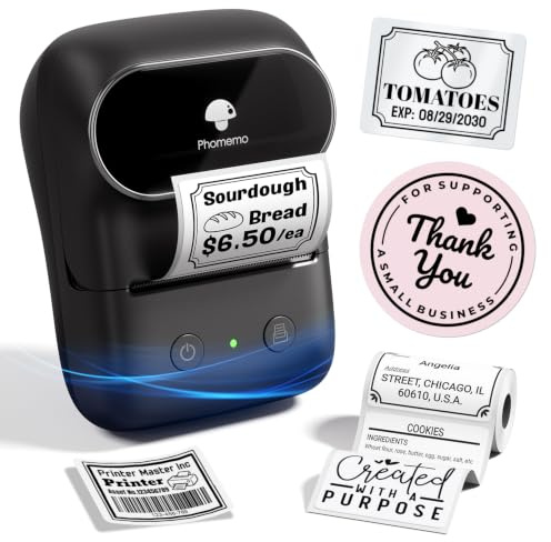 Phomemo M108 Label Maker Machine with Tape, 2 Inch Bluetooth Label Printer