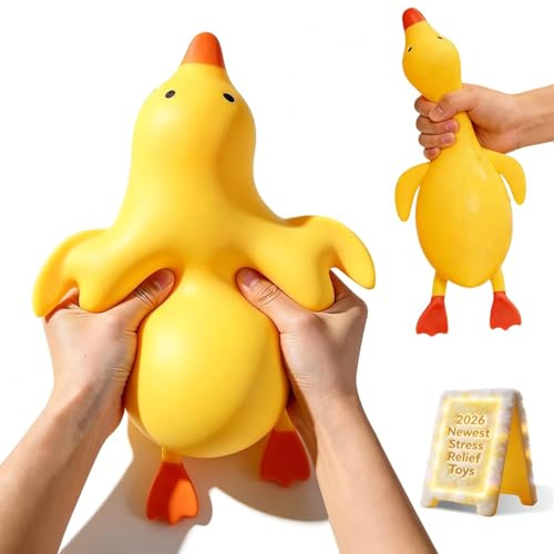 13IN Duck Squishy Ente Matschig Groß, Jumbo Riesengroßes Weicher Riese Ente Stressball, niedlich, Realistisch Slow Rising, Anti Stress Knautschball gegen Angst Stress