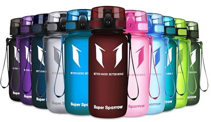 Super Sparrow Trinkflasche - Tritan Wasserflasche - 350ml - BPA-frei - Ideale Sportflasche - Schnelle Wasserdurchfluss, Flip Top, öffnet Sich mit 1-Click