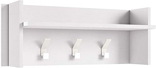 Terraneo pannello appendiabiti bianco con ampio ripiano e 3 ganci robusti – Soluzione pratica e salvaspazio per ingresso o corridoio, dimensioni 90x29x34 cm