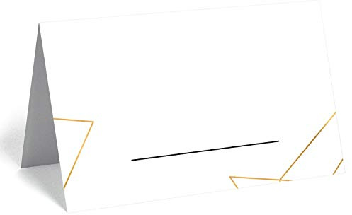 50 edle Premium-Tischkarten -18 Motive zur Auswahl - Platzkarten 300mg - 5,5 x 8,5cm (eine Seite) - Namenskarten Namensschilder für Hochzeit Feier Taufe Kommunion (edel, schlicht - Linien)