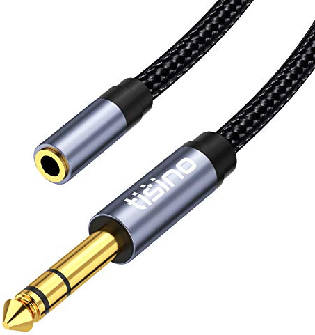 Tisino 1/4 to 3.5mm Headphone Adapter, 1/4 Male to 1/8 Female Extension Audio Cable for Headphones, Amplifiers, Guitar Amp, Keyboard Piano, Home Theater, Speaker, Mixing Console - 1 feet
