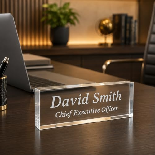 Personalised Name Desk Sign I Plaque 10cm x 3cm x 15mm – Custom Office Name Plate I Coworker Teacher New Job Gift I Work Gifts for Men Women Lady Boss I