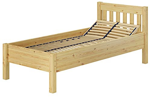 Erst-Holz®Hohes Holzbett 100x200 breites Seniorenbett Einzelbett Zubehör wählbar V-60.55-10Federholzrahmen inkl.