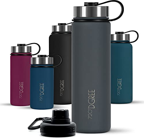 Auslaufsicher bei Kohlensäure, BPA-Frei, Robust - Große Thermosflasche mit Sportdeckel für Sport, Fitness, Gym, Büro, Outdoor