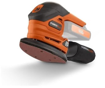Dual Power kabelloser Handschleifer POWDP50200-20 V Multischleifer, 1 Blatt Schleifpapier, Staubbeutel - Schleifen von Holz & Keramik - Trockenbau Wand Schleifer - Ohne Akku und Ladegerät