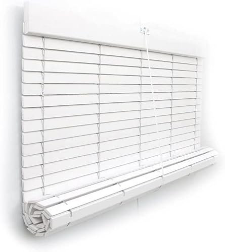 Persiana Alicantina Enrollable A Medida de Madera Color Blanco | Freno y Polea Metálicos | PERTONI TENDE (Ancho 120cm x 90cm Largo)