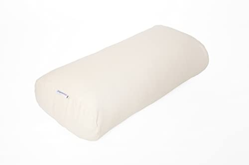yogawood Yoga Bolster Rechteckig/Rectangular/Oblang Kapok, Maße: L 60 x B 30 x H 15 cm (ca. 19 cm hoch mit Wölbung), Farbe: Sand