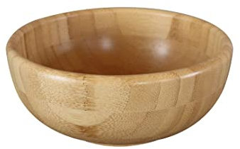 Pandoo Cuencos de Bambú - Juego de Ensaladera, Frutero y Vajilla - Cesta de Frutas, Cuenco de Madera, Cuencos Decorativos (14 cm de Diámetro)