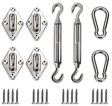 Goleray Sun Shade Sail Hardware Kits 304 Stainless Steel for Rectangle Shade Sail Installation (8 Inches)