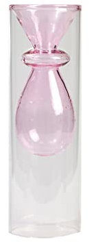 TONZN Kürbisvase, transparentes Glas, Blumenlilie, Hyazinthe, Blumenarrangement, Homestay-Desktop-Dekoration (Farbe: Gelb) (Rosa)