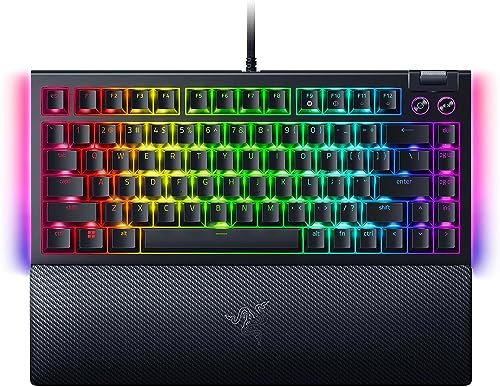 Razer BlackWidow V4 75% mechanische Gaming-Tastatur, Hot-Swappable Design, kompakt & langlebig, orange taktile Schalter, Chroma RGB, MF Roller & Media-Tasten, komfortable Handballenauflage, Schwarz