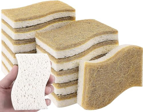 Kandid Premium Biodegradable Sponge Set of 12 with Wood Cellulose and Coconut Fiber - Sustainable Kitchen Cleaning Marvel