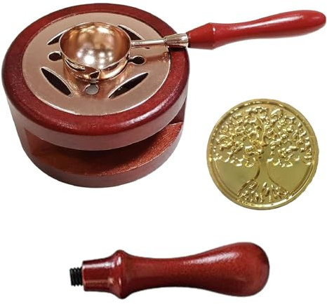 ARTGHJL Wachssiegelwärmer Schmelzset, Wachssiegel Wärmer, Wachssiegelwärmer mit Schmelzlöffel, Siegelwachs Siegelwärmer, mit 1 Wachssiegel Stempel, für Hochzeit Wachs Umschläge Verpackungen Stempel