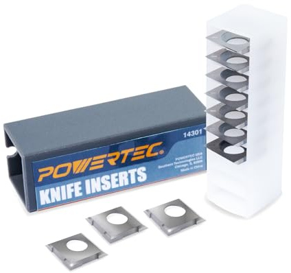 POWERTEC 14.3mm Carbide Inserts Cutter Knives for Spiral & Helical Cutterheads - Fits Wen PL1326, JT630H & Rikon 25-130H, Tungsten Carbide Replacement Blades for Planer and Jointer (14301)