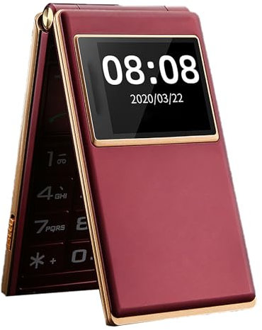QIeAny Unlocked Flip Phones for Elderly, 2G Big Button Flip Phone, 2.8+1.77 Screen, Dual Sim Card+1400 MAh Battery, Large Keypad/Large Volume, With SOS Button,Red