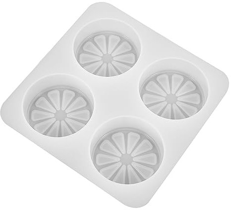 Lurrose Silicone Soap Candle Mold for DIY Handmade Soap Making Creative 4-Cavity Lemon Slice Design Flexible Non-Stick Mold for Crafting Candles at Home