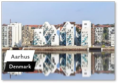 Kühlschrankmagnet Modern Wohngebäude am Hafen von Aarhus in Dänemark