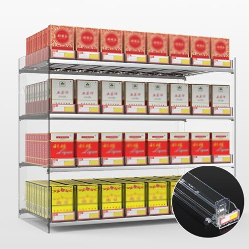 Commercial Cigarette Display Holder- Clear Automatic Pushers，Wall Mounted/Countertop Showcases Display Rack for Convenience Retails Stores Shops Vapes Display Cabinet (Color : Clear, Size :