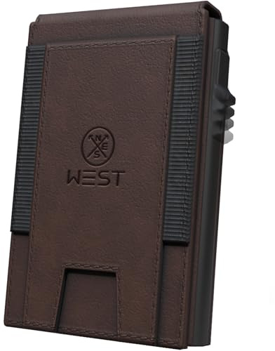 WEST Flip Wallet Kreditkartenetui mit Magnetverschluss für 12 Karten | Schiebemechanismus für bis zu 12 Karten, RFID-Schutz und Geschenkbox; kompakt für Karten und Scheine.