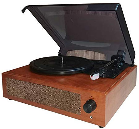 ERYUE Tocadiscos Gramófono portátil Reproductor de discos de vinilo Fonógrafo giratorio clásico vintage con altavoces estéreo incorporados