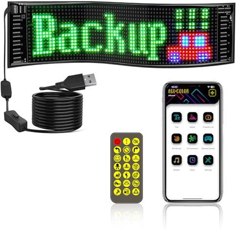 NEWFUN Insegna luminosa led programmabile, Display LED da 10.2 x 34.8 cm, 5 V / 2 A Pannello LED RGB Bluetooth Smart Apps