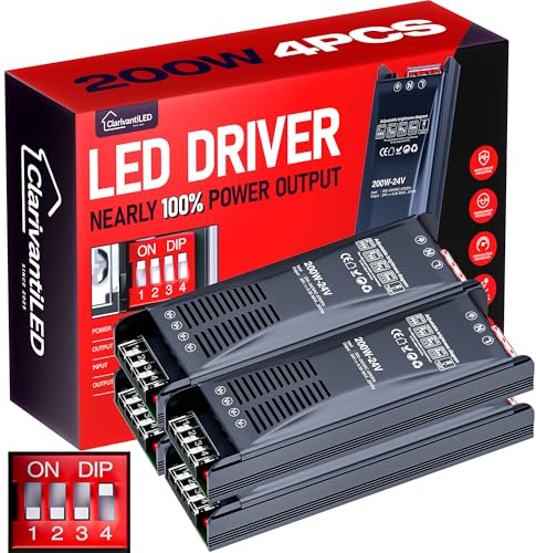 LED Transformer Dimmerabile 24V 200W 8.33A 4PCS Alimentatore stabilizzato switching Trasformatore AC 220v 12v DC Striscia slim faretti Driver alimentatori trasformatori Strisce trafo Luci Power Supply