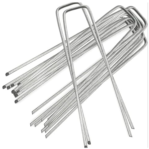 50 estacas y Grapas de 10 cm for jardín, en Forma de U, Ideales for controlar malezas, membranas y césped Artificial.