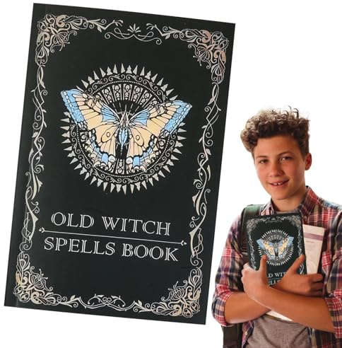 Rrlihjgu Vintage Journal Notebook, Zauberbuch – Antikes Notizbuch mit echten Zaubersprüchen – Hexenbedarf, Halloween-Dekoration, Vintage-Tagebuch für Weihnachten