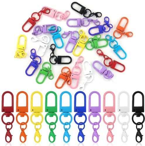 CINGHIA 50 Piezas Mosqueton Llavero, Anillas Llaveros,Anillas para Llaveros,Llavero Mosqueton para Llaves, Accesorios de Bricolaje