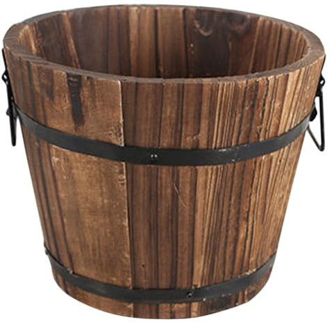 Abaodam Holz Blumentopf Garteneimer Rustikaler Pflanzkübel Aus Holz Multifunktionaler Vintage Pflanzer Für Balkon Terrasse Indoor Außenbereich