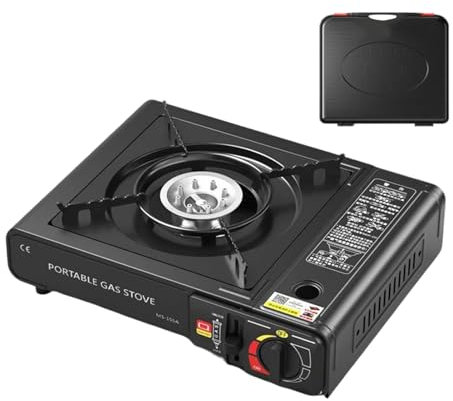 Réchaud à Gaz De Camping, Portable Réchaud Coupe-Vent 2 En 1 Avec Valise, Compatible, Brûleur Compacts, Accessoires Cuisine Légers, Pour Bouteilles De Gaz, 34x25,5x11,5cm